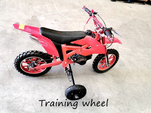 TRAINING WHEELS FOR 49CC 2 STROKE DIRT BIKE PIT BIKE 2 WHEEL REAL SIDE FOOTREST